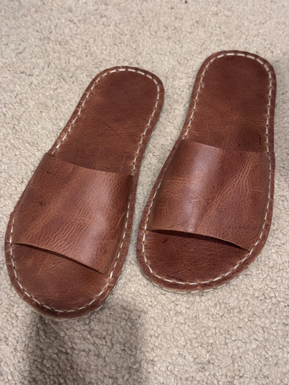 Atlantis brown leather earthing grounding sandals with copper rivets